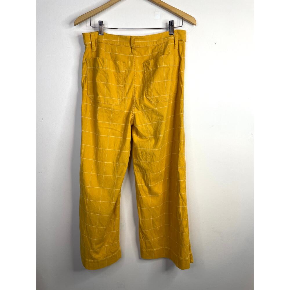 Madewell Emmett Wide Leg Crop Pants Windowpane Golden Yellow Fall Womens 29 - Picture 8 of 16